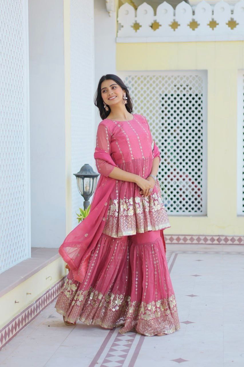 Introducing the Gorgeous Launching Festival Top & Sharara Ensemble