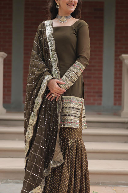 PREMIUM DESIGNER READYMADE TOP-SHARARA-DUPATTA COLLECTIONS