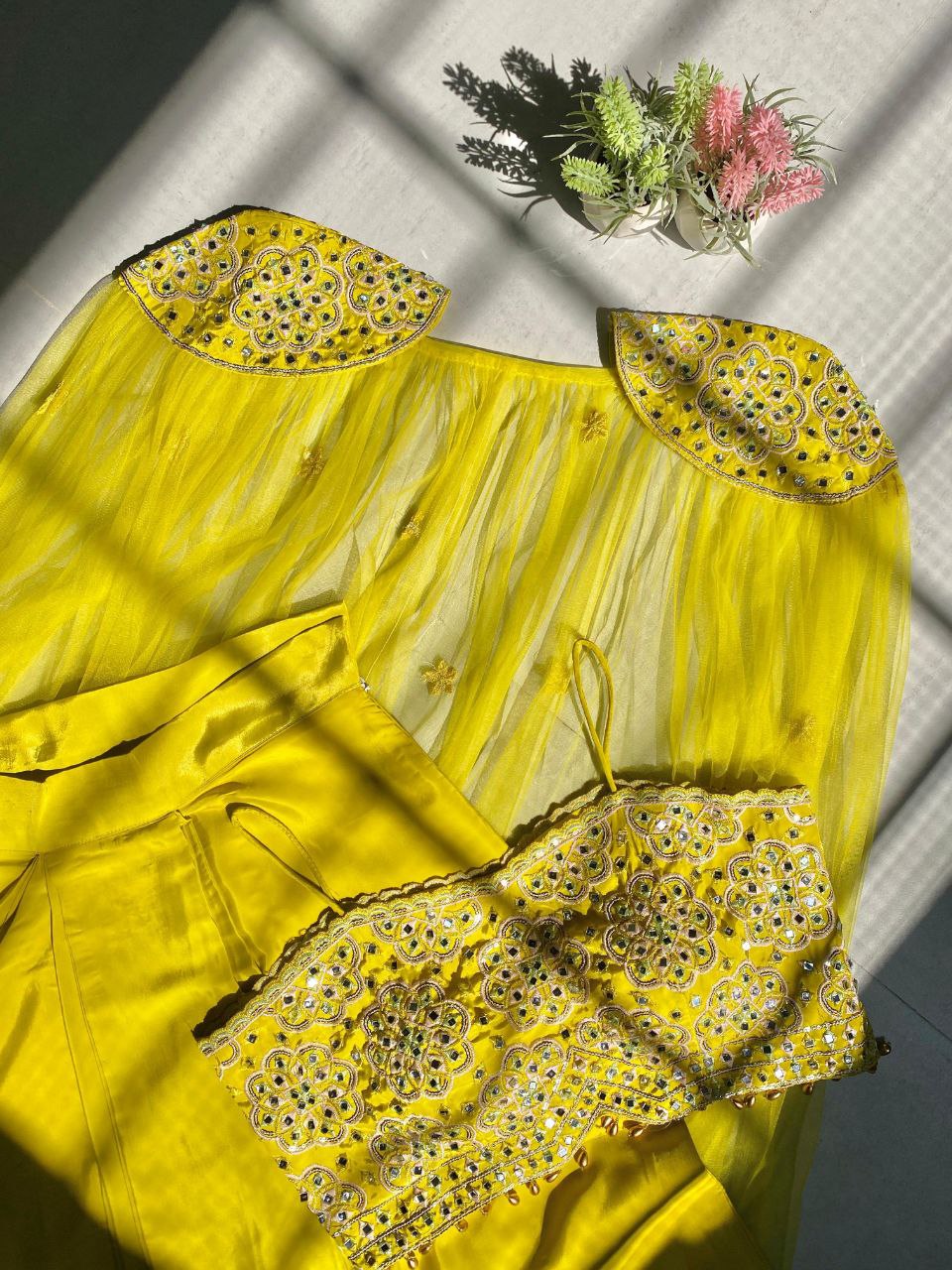 Designer Partywear Dhotis with Tube Blouse & Shrug | WEDDING SEASON DRAPED DHOTI