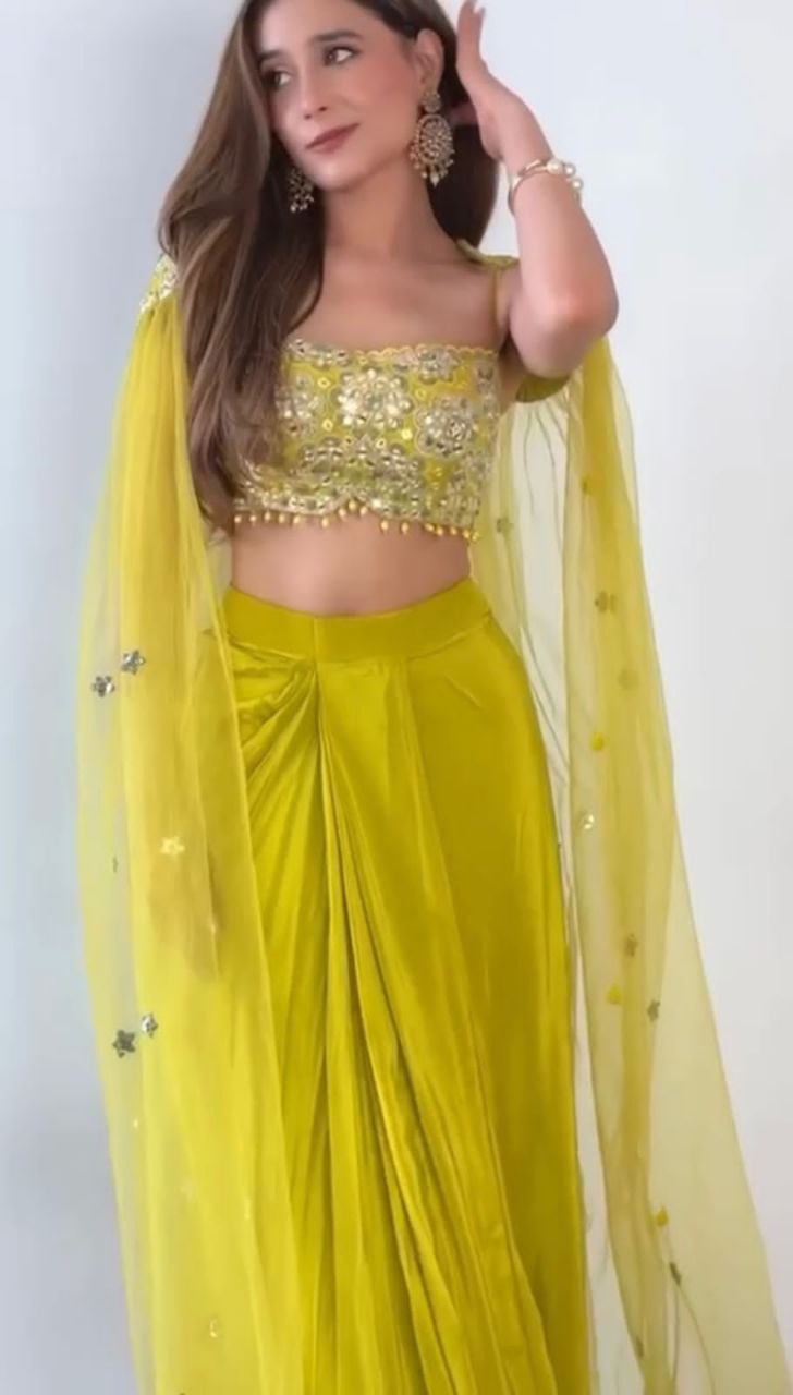Designer Partywear Dhotis with Tube Blouse & Shrug | WEDDING SEASON DRAPED DHOTI