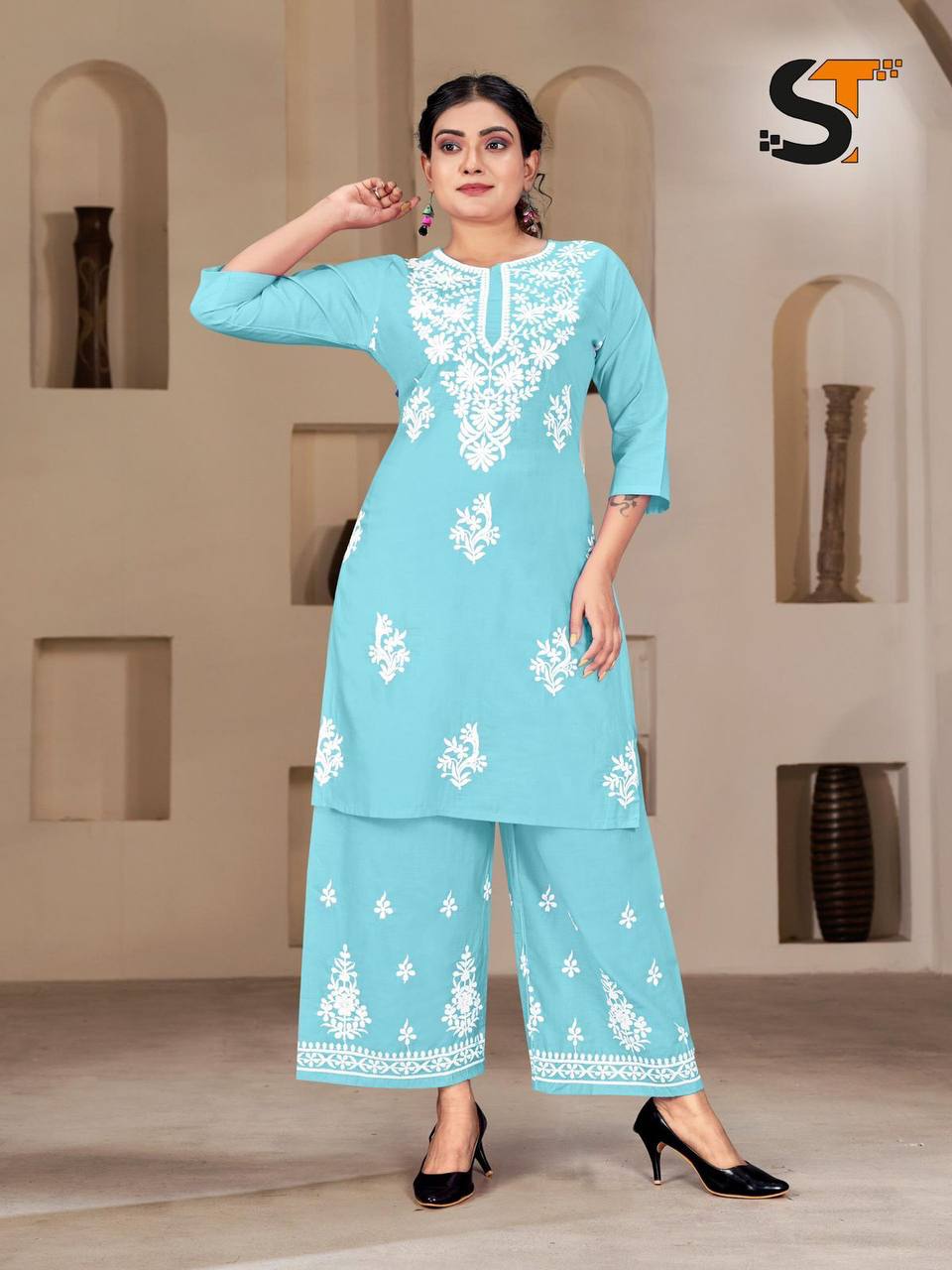 Premium Heavy Rayon Kurti‑Pant Set – Embroidery Work for Office & Regular Wear