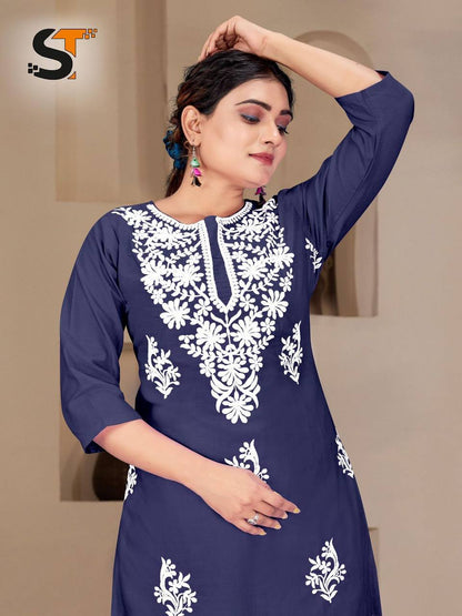 Premium Heavy Rayon Kurti‑Pant Set – Embroidery Work for Office & Regular Wear