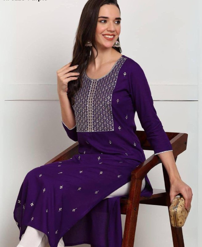 Premium Rayon Kurti‑Pant Set – Embroidery Work with Cotton Bottom
