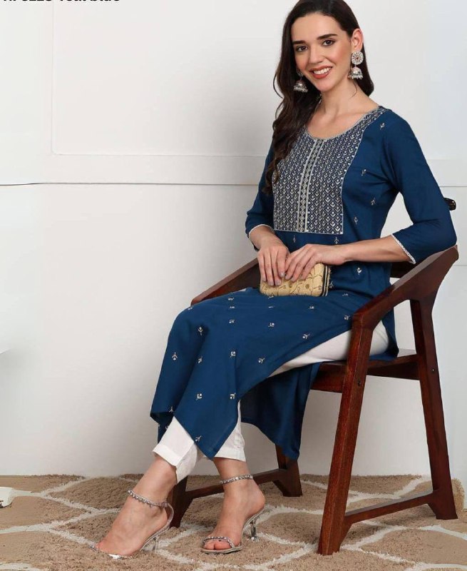Premium Rayon Kurti‑Pant Set – Embroidery Work with Cotton Bottom