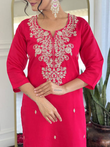 Premium Roman Silk Kurta‑Pant‑Dupatta Set – Sequins Embroidery with Chanderi Jacquard Dupatta