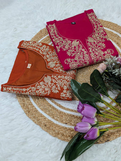 Premium Roman Silk Kurta‑Pant‑Dupatta Set – Sequins Embroidery with Chanderi Jacquard Dupatta