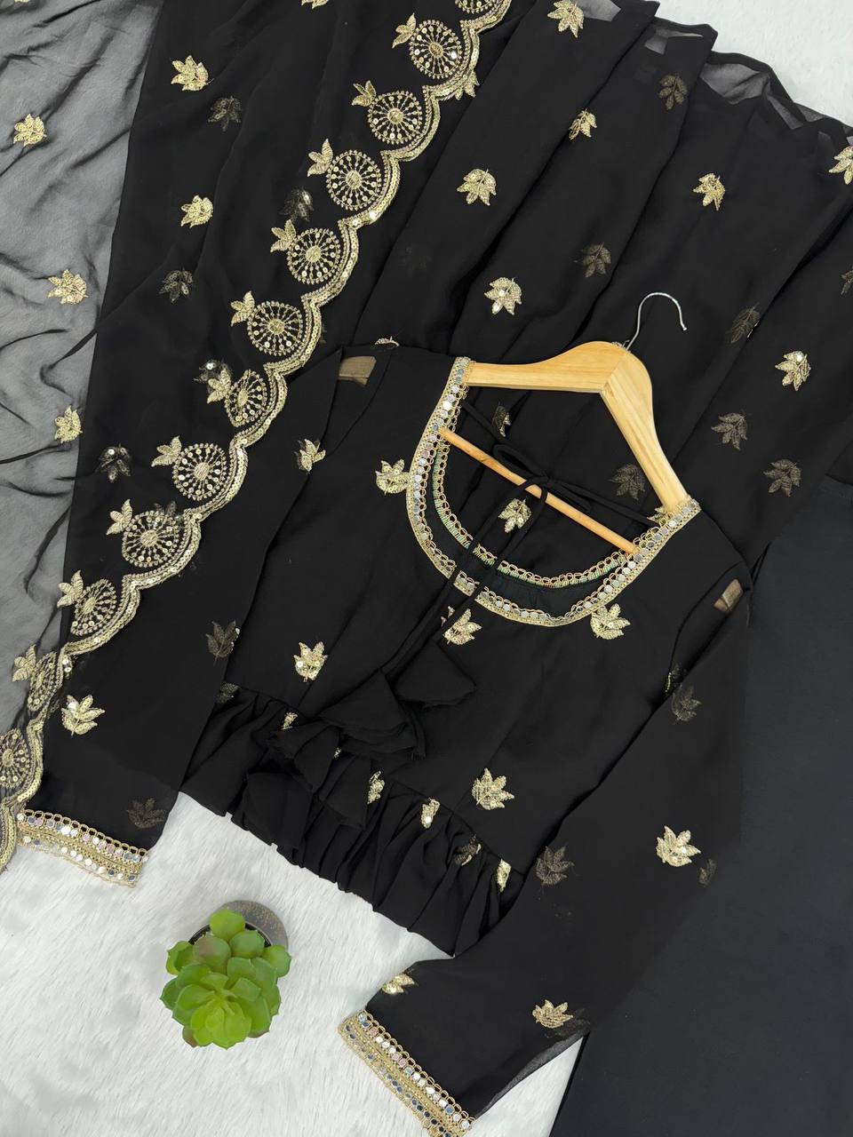Premium Georgette Gown‑Pant‑Dupatta Set