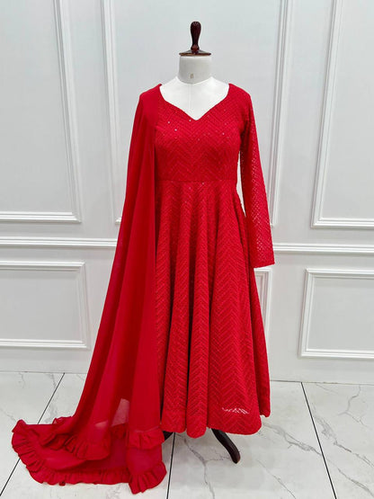 Premium Velvet Top‑Pant‑Batwa Set – Zari Embroidery, Real Mirror