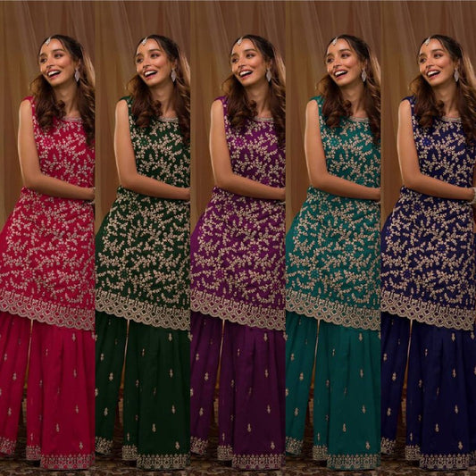 Exclusive Blooming Georgette Suit – Sequins, Stone & Mirror Work