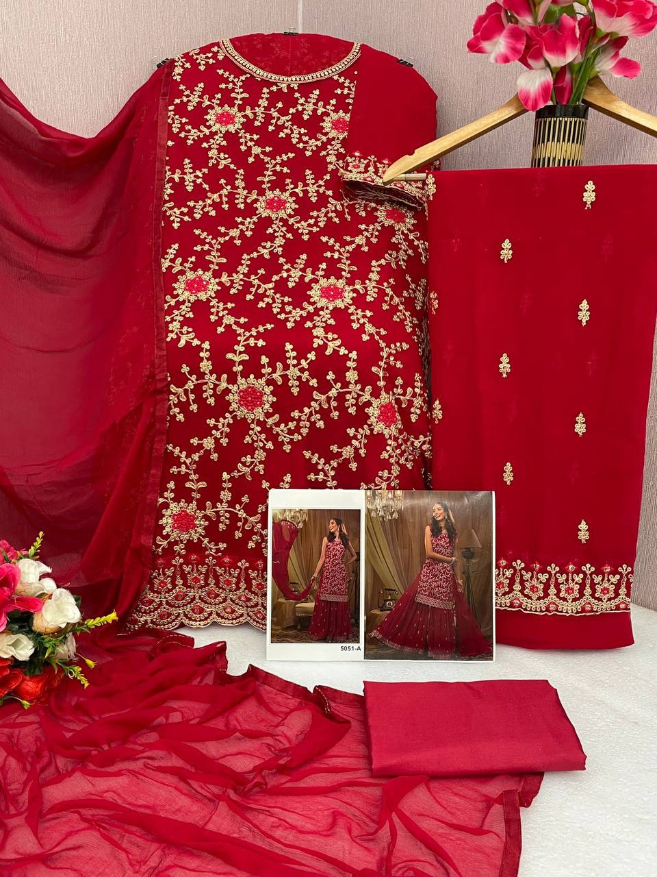 Exclusive Blooming Georgette Unstitched Suit – Sequins, Stone & Mirror Work