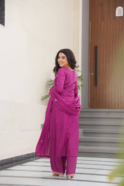 Premium Designer GMY Silk Top‑Pant‑Dupatta Set – Heavy Sequins Embroidery