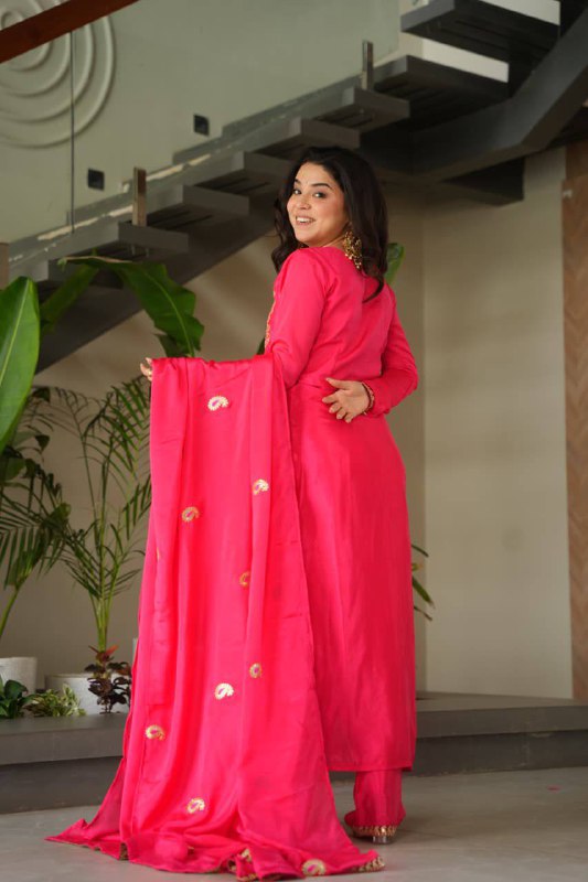 Premium Designer GMY Silk Top‑Pant‑Dupatta Set – Heavy Sequins Embroidery