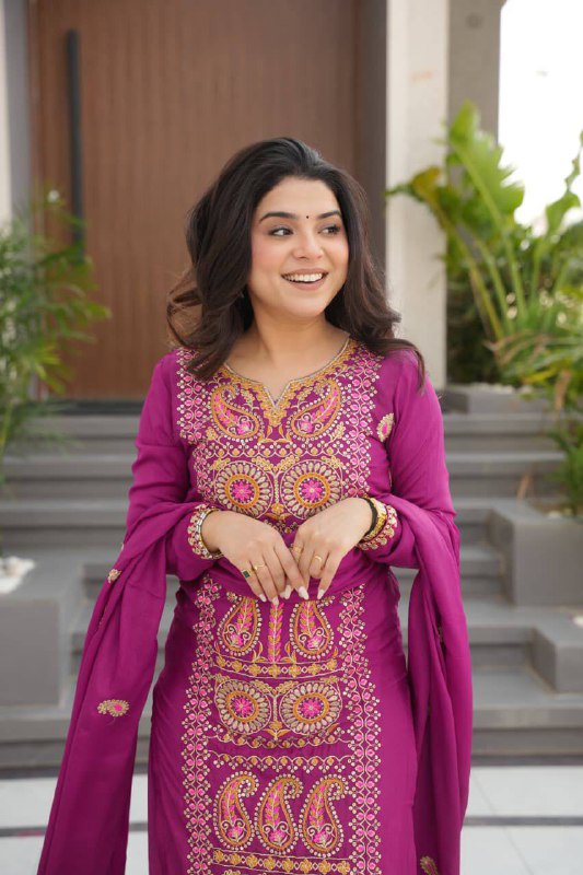 Premium Designer GMY Silk Top‑Pant‑Dupatta Set – Heavy Sequins Embroidery