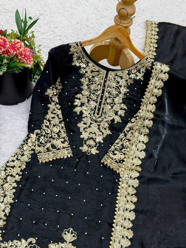 Premium Designer GMY Silk Top‑Bottom‑Dupatta Set – Heavy Embroidery Coding Sequins & Moti Work