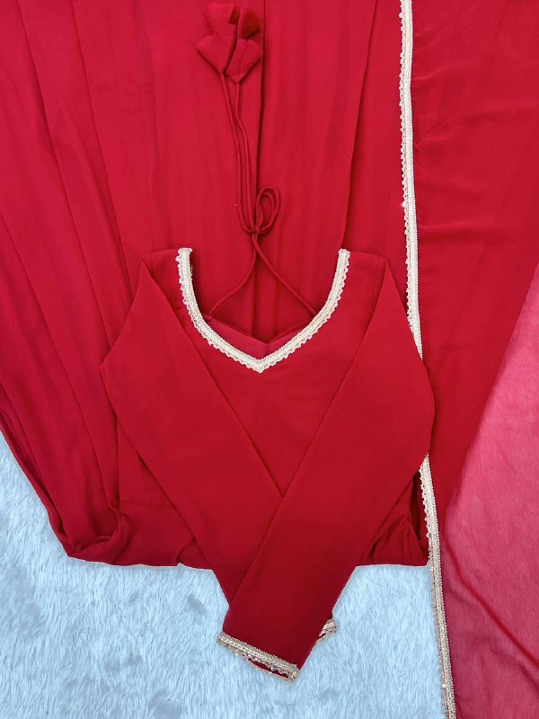 Premium Georgette Anarkali Gown with Dupatta – Heavy Fox Blooming Fabric & Fancy Lace Work