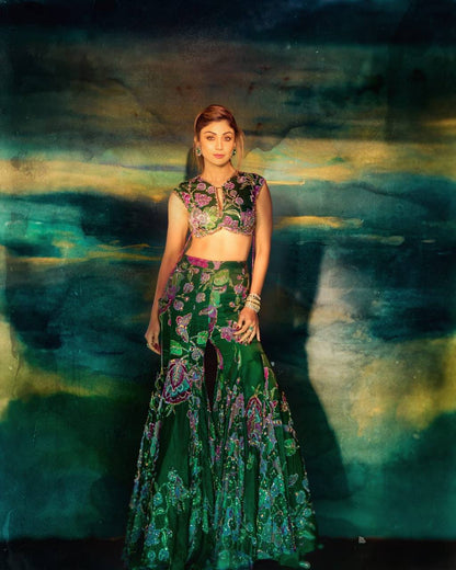 Premium Palazzo Set with Blouse & Dupatta – Taby Silk with Sequins Embroidery