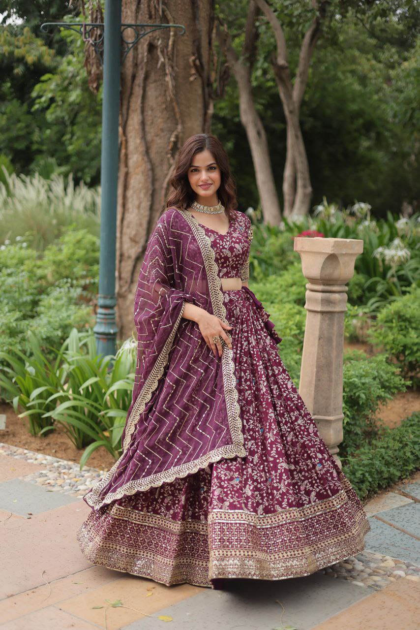Party Wear Viscose Jacquard Lehenga Choli | LEHENGA CHOLI COLLECTIONS-2025