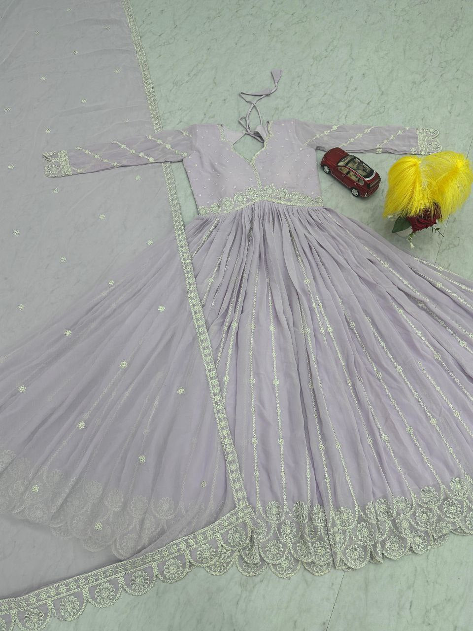 Exquisite Embroidered Gown with Dupatta – Elegance Redefined