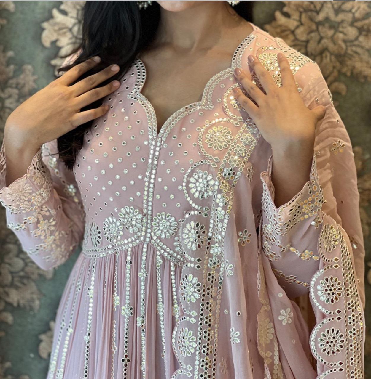 Exquisite Embroidered Gown with Dupatta – Elegance Redefined