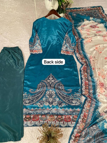 Party & Wedding Wear Suit Set | Mirror Work | Chinon Fabric