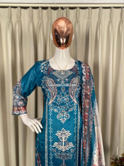 Party & Wedding Wear Suit Set | Mirror Work | Chinon Fabric