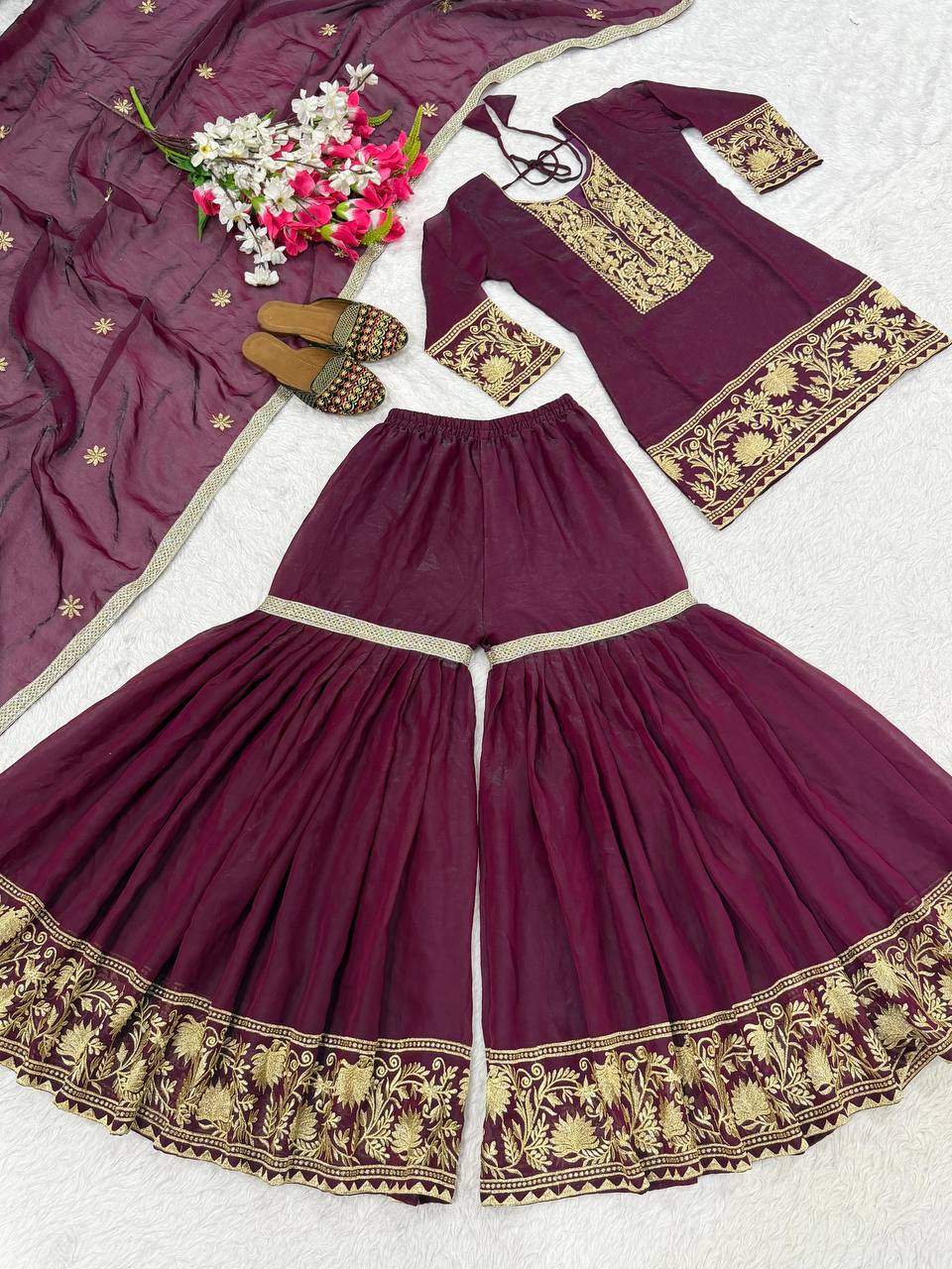 NEW LAUNCH DESIGNER PARTY WEAR SHARARA PALAZZO SET