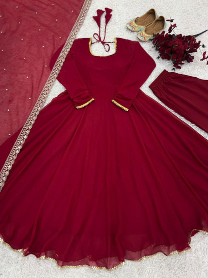 New Designer Faux Georgette Gown & Dupatta Set: Timeless Elegance Awaits!