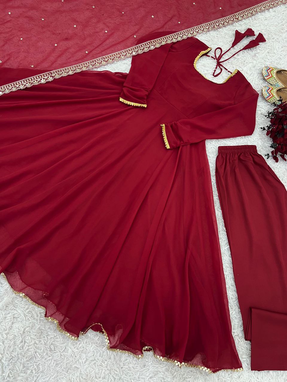 New Designer Faux Georgette Gown & Dupatta Set: Timeless Elegance Awaits!