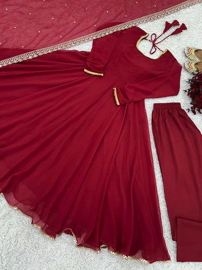 New Designer Faux Georgette Gown & Dupatta Set: Timeless Elegance Awaits!