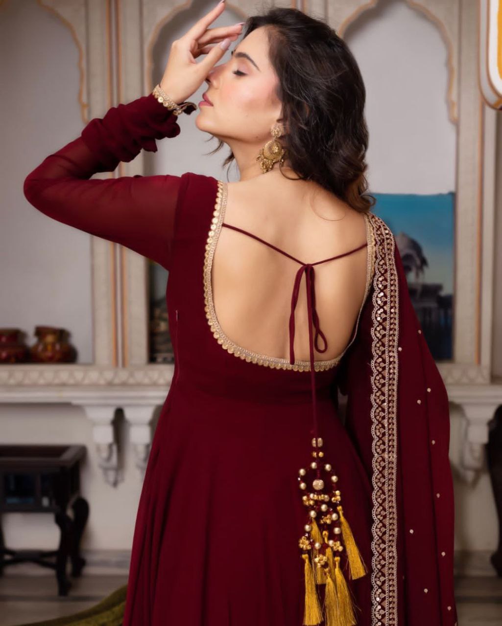 New Designer Faux Georgette Gown & Dupatta Set: Timeless Elegance Awaits!