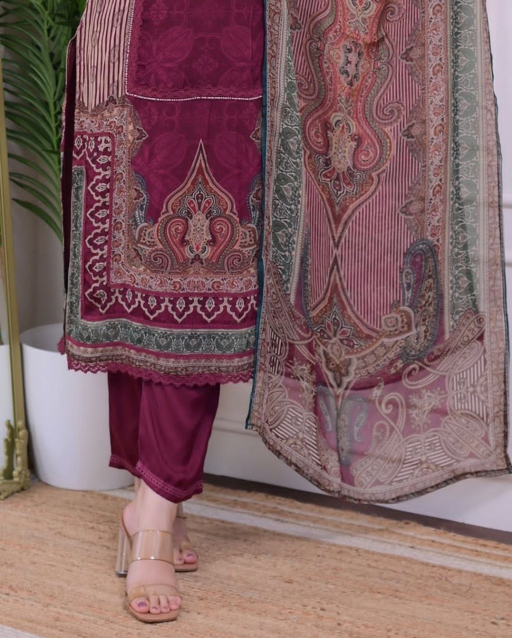 Luxurious Pakistan Maroon Suit: Elegance Redefined with Rajhans Muslin