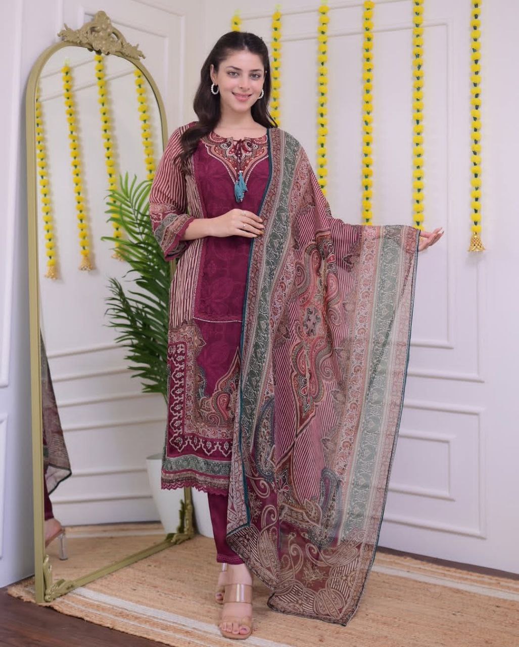 Luxurious Pakistan Maroon Suit: Elegance Redefined with Rajhans Muslin