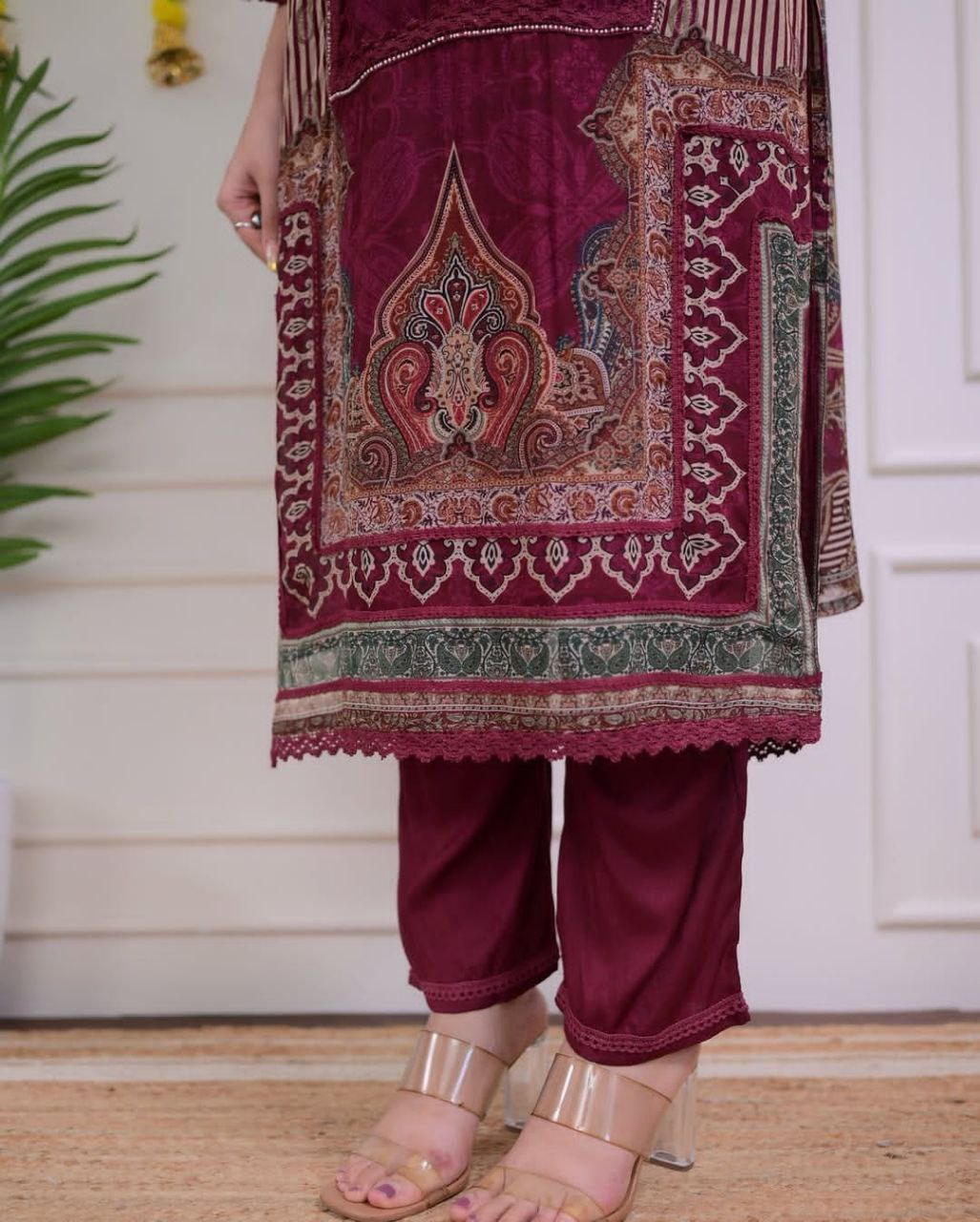 Luxurious Pakistan Maroon Suit: Elegance Redefined with Rajhans Muslin