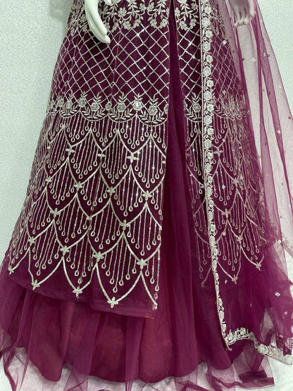 Bridal Heavy Embroidery Sequins Work Lehenga Set with Dupatta