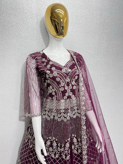 Bridal Heavy Embroidery Sequins Work Lehenga Set with Dupatta