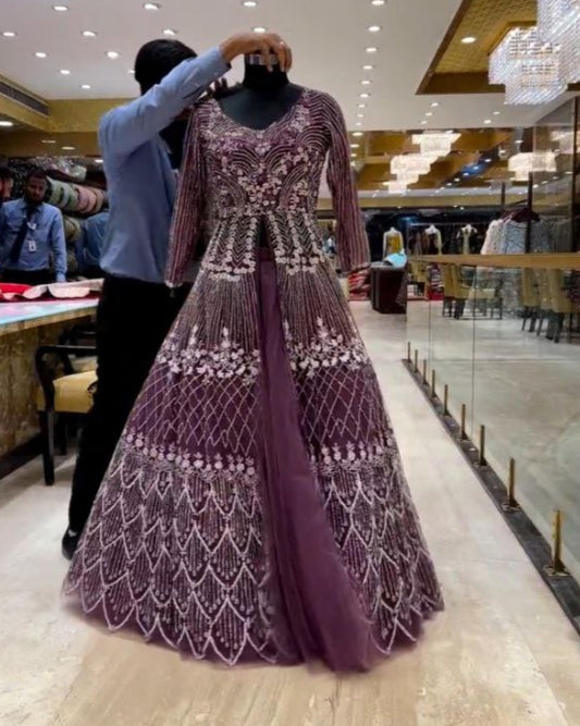 Bridal Heavy Embroidery Sequins Work Lehenga Set with Dupatta