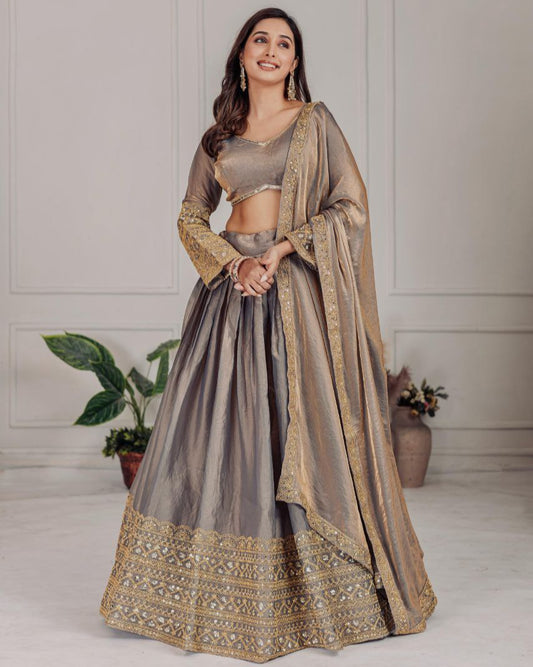 Bridal Lehenga Choli with Heavy Fendi Embroidery & Sequins – Semi Stitched  Real Modelling Collection