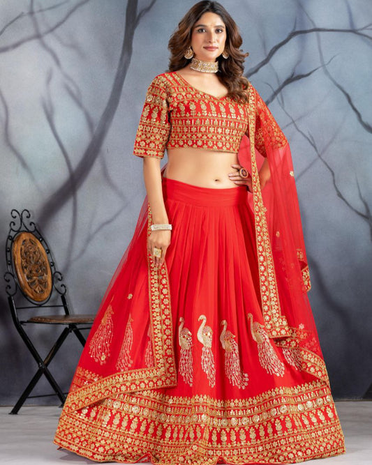 Bridal Lehenga Set  Heavy Embroidery & Sequin Work  Semi-Stitched