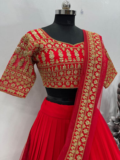 Bridal Lehenga Set  Heavy Embroidery & Sequin Work  Semi-Stitched