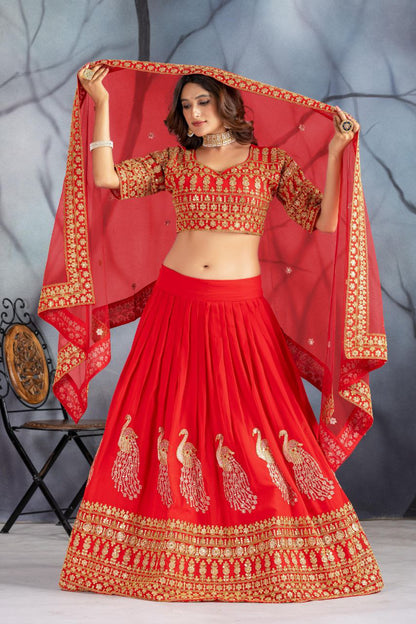 Bridal Lehenga Set  Heavy Embroidery & Sequin Work  Semi-Stitched