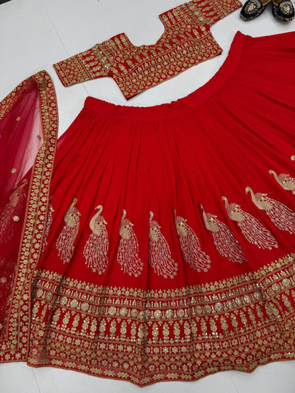 Bridal Lehenga Set  Heavy Embroidery & Sequin Work  Semi-Stitched