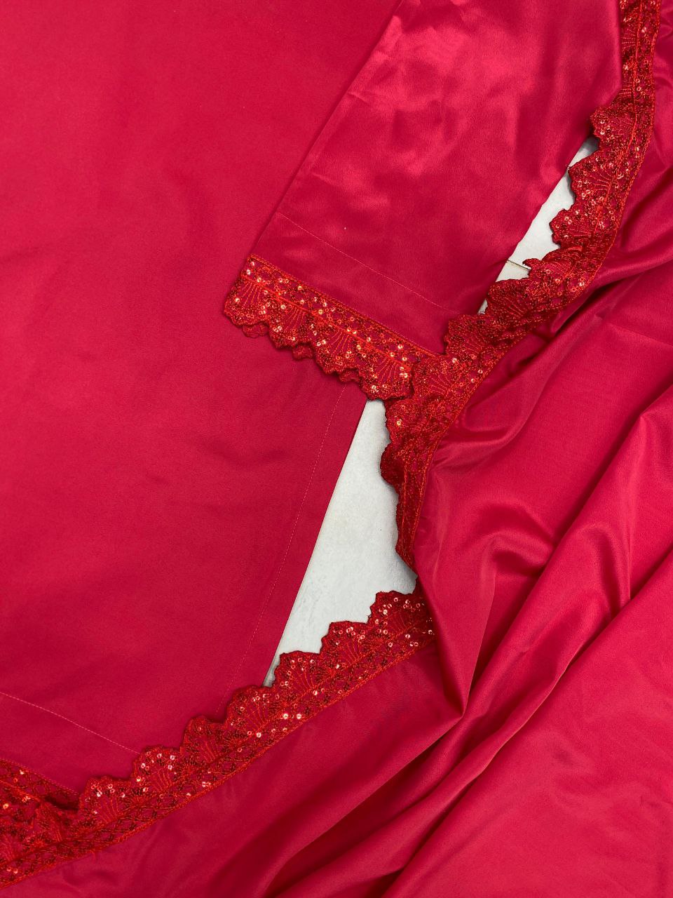 Designer Farsi Salwar Suit in French Crape with Sequin Embroidery | Dupatta Set