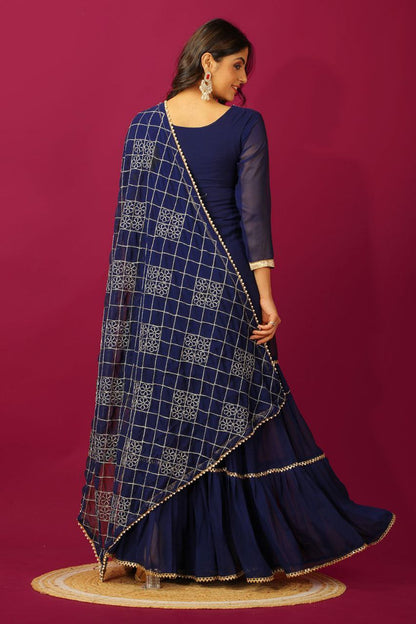Designer Faux Georgette Embroidered Top & Plazzo Set with Dupatta