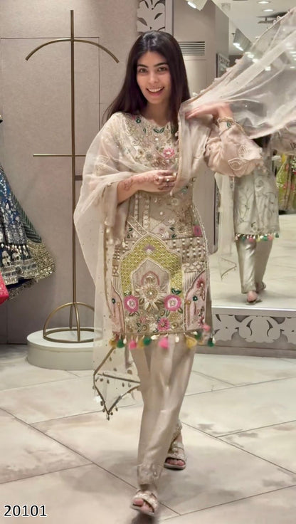 Designer Faux Georgette Party Wear Suit with Heavy Embroidery, Sequins
