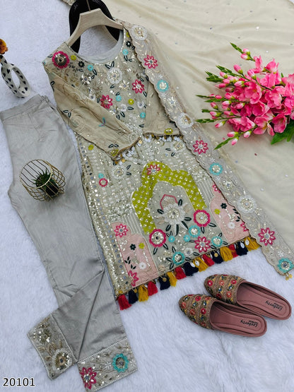 Designer Faux Georgette Party Wear Suit with Heavy Embroidery, Sequins