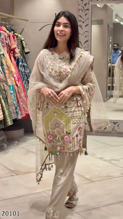Designer Faux Georgette Party Wear Suit with Heavy Embroidery, Sequins