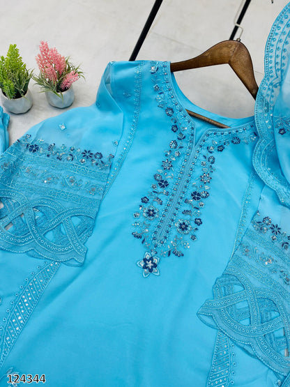 Designer Georgette Suit with Sequence Embroidery & Cut Work