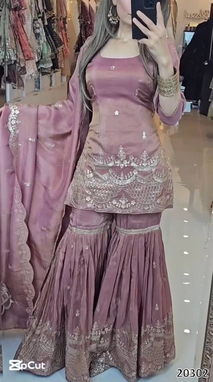 Premium Party Wear Luxurious 3-Piece Designer Fully Flared Sharara Palazzo Perfect for Weddings, Parties & Festive Celebrations