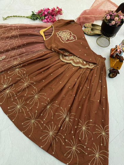 Designer Party Wear Lehenga Set  Simmer Silk Top & Lehenga with Embroidery