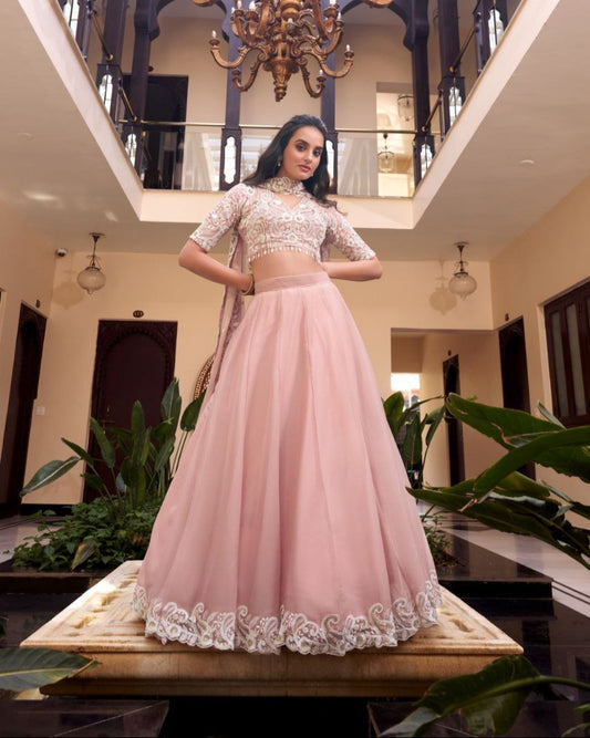 Designer Wedding Lehenga Set with Pearl & Sequins Embroidery – 2025 Bridal Collection